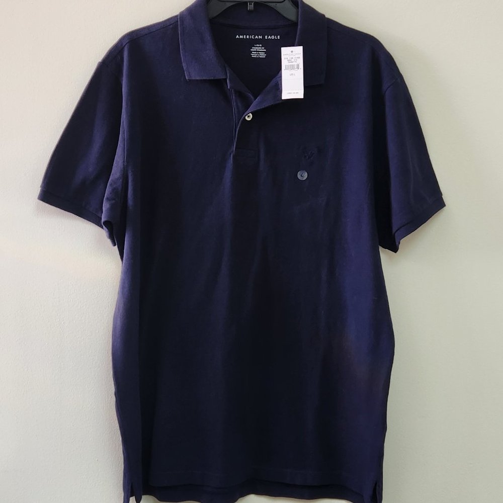 New With Tags Large American Eagle Navy Men's Short Sleeve Polo Shirt